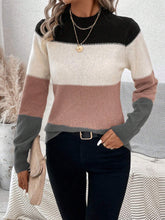 Load image into Gallery viewer, Color Block Mock Neck Long Sleeve Sweater