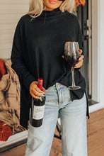 Load image into Gallery viewer, Side Slit High-Low Cowl Neck Long Sleeve Blouse