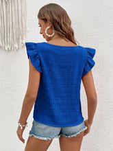 Load image into Gallery viewer, Ruffled Square Neck Cap Sleeve Blouse