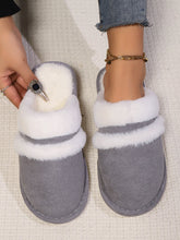 Load image into Gallery viewer, Contrast Faux Fur Round Toe Slippers