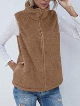 Load image into Gallery viewer, Full Size Fuzzy Zip Up Vest Coat with Pockets