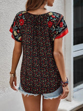 Load image into Gallery viewer, Printed Tie Neck Short Sleeve Blouse