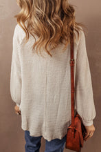 Load image into Gallery viewer, Waffle-Knit Half Button Round Neck Long Sleeve Top