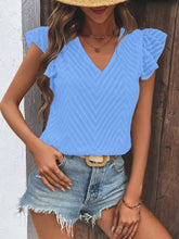 Load image into Gallery viewer, Textured V-Neck Cap Sleeve Blouse