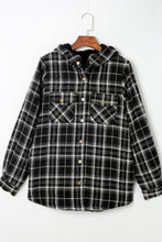Load image into Gallery viewer, Plaid Button Up Long Sleeve Hooded Jacket