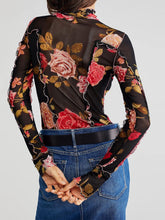 Load image into Gallery viewer, Floral Mock Neck Long Sleeve Top