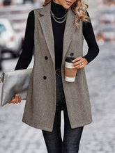 Load image into Gallery viewer, Buttoned Collared Neck Longline Vest Coat