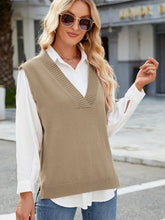 Load image into Gallery viewer, Side Slit V-Neck Sweater Vest