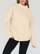 Load image into Gallery viewer, Mock Neck Drop Shoulder Long Sleeve Sweatshirt