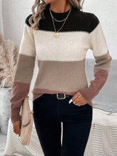 Load image into Gallery viewer, Color Block Mock Neck Long Sleeve Sweater