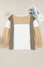 Load image into Gallery viewer, Exposed Seam Contrast Round Neck Long Sleeve Top