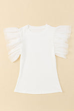 Load image into Gallery viewer, Ruffled Round Neck Cap Sleeve Blouse