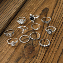 Load image into Gallery viewer, Alloy Synthetic Crystal 11-Piece Ring Set
