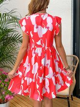 Load image into Gallery viewer, Printed Notched Cap Sleeve Dress