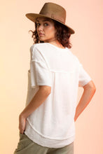 Load image into Gallery viewer, Waffle-Knit Notched Half Sleeve T-Shirt