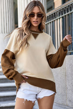 Load image into Gallery viewer, Color Block Round Neck Long Sleeve Sweatshirt