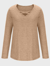 Load image into Gallery viewer, Crisscross V-Neck Long Sleeve T-Shirt