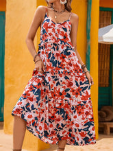 Load image into Gallery viewer, Frill Backless Printed Sleeveless Midi Dress