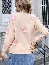 Load image into Gallery viewer, Flower Round Neck Long Sleeve Sweater