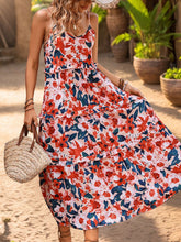Load image into Gallery viewer, Frill Backless Printed Sleeveless Midi Dress