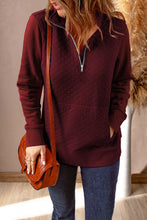 Load image into Gallery viewer, Quarter-Zip Quilted Sweatshirt with Kangaroo Pocket