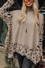 Load image into Gallery viewer, Slit Leopard Mock Neck Dropped Shoulder Sweater