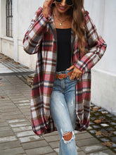 Load image into Gallery viewer, Plaid Zip Up Hooded Coat