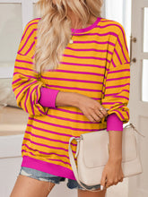 Load image into Gallery viewer, Lovelet Striped Contrast Long Sleeve Sweatshirt