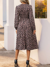 Load image into Gallery viewer, Perfee Leopard Surplice Long Sleeve Midi Dress