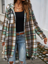 Load image into Gallery viewer, Plaid Zip Up Hooded Coat