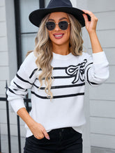 Load image into Gallery viewer, Striped Round Neck Long Sleeve Sweater