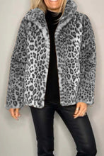 Load image into Gallery viewer, Full Size Leopard Furry Collared Neck Long Sleeve Coat