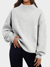 Load image into Gallery viewer, Mock Neck Drop Shoulder Long Sleeve Sweatshirt
