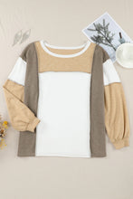 Load image into Gallery viewer, Exposed Seam Contrast Round Neck Long Sleeve Top