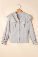 Load image into Gallery viewer, Ruffled Plaid Notched Flounce Sleeve Shirt