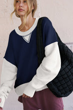 Load image into Gallery viewer, Color Block Round Neck Long Sleeve Sweatshirt