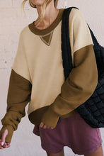 Load image into Gallery viewer, Color Block Round Neck Long Sleeve Sweatshirt