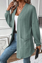 Load image into Gallery viewer, Textured Pocketed Open Front Long Sleeve Cover Up