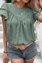 Load image into Gallery viewer, Ruffled Printed Round Neck Cap Sleeve Blouse
