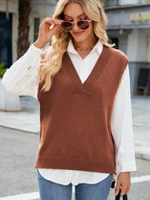 Load image into Gallery viewer, Side Slit V-Neck Sweater Vest