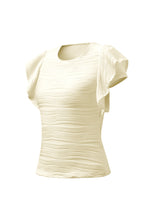 Load image into Gallery viewer, Textured Round Neck Cap Sleeve Top