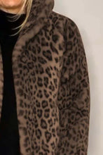 Load image into Gallery viewer, Full Size Leopard Furry Collared Neck Long Sleeve Coat