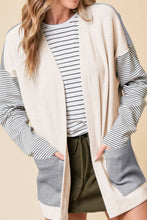 Load image into Gallery viewer, Open Front Long Sleeve Striped Cardigan with Pockets