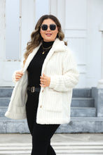 Load image into Gallery viewer, Plus Size Collared Neck Button Down Fuzzy Outerwear