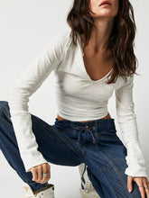 Load image into Gallery viewer, Exposed Seam Notched Long Sleeve T-Shirt