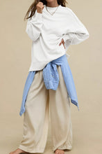 Load image into Gallery viewer, Side Slit Round Neck Long Sleeve Sweatshirt