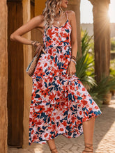 Load image into Gallery viewer, Frill Backless Printed Sleeveless Midi Dress
