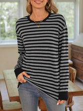 Load image into Gallery viewer, Striped Round Neck Long Sleeve T-Shirt