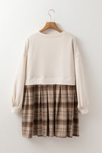 Load image into Gallery viewer, Plaid Round Neck Long Sleeve Mini Dress