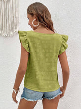 Load image into Gallery viewer, Ruffled Square Neck Cap Sleeve Blouse